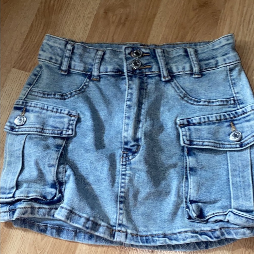 Denim Mini Skirt with Pockets